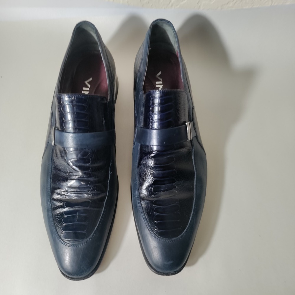 Vinci The Kazablanka‎ Navy Leather Bit Loafer Men Shoes Size 44 US 10.5-11
